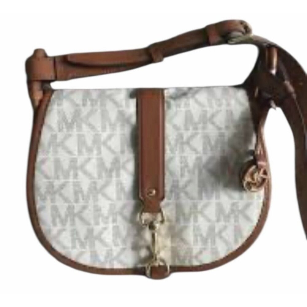 Michael Kors "Jamie" MK Signature Monogram Canvas‎ Saddle Bag Crossbody Purse - Picture 5 of 8